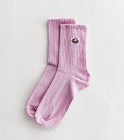 New Look Lilac Ribbed Embroidered UFO Socks